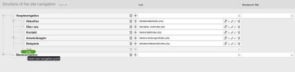 Inserting a navigation item as a sub-item