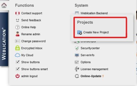 Weblication® Panel - System - Projects