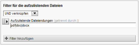 Listenoptionen - Filter für aufzulistende Dateiendungen
