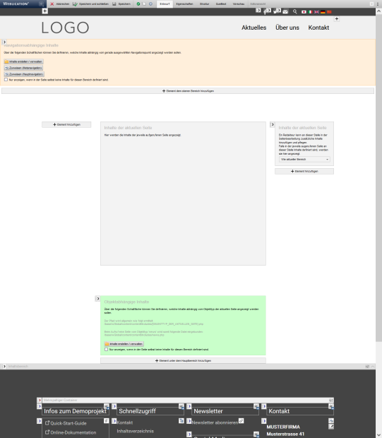 Portalinhalte zuweisen über default.php