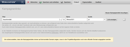 Bearbeiten der Textdatei für Kampagnenlinks