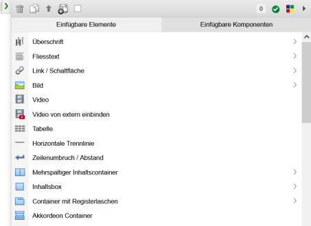 Page editing with the structure editor - Structure element (selection)