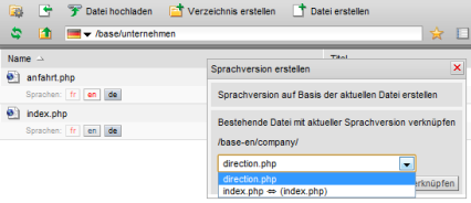 Bestehende Datei mit aktueller Sprachversion verknüpfen