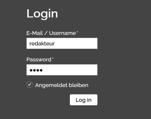 Login screen of the Weblics® login form