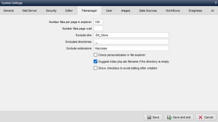 System settings - File management