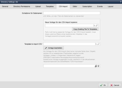 Directory settings - CSV import