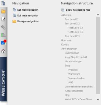 Weblication® Panel - Navigation