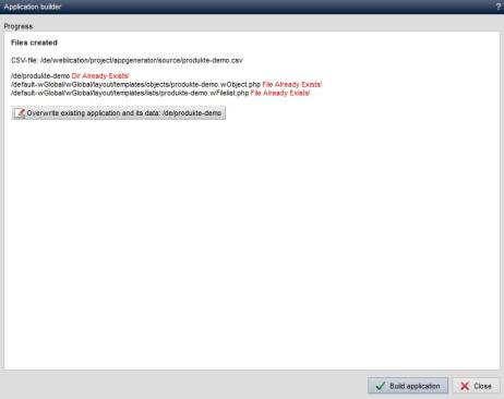 Application generator - Create application again