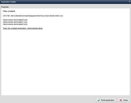 Application generator - Application created