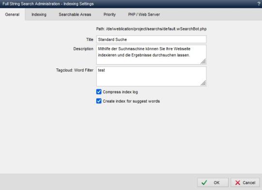 Full text search - Indexing settings (General)