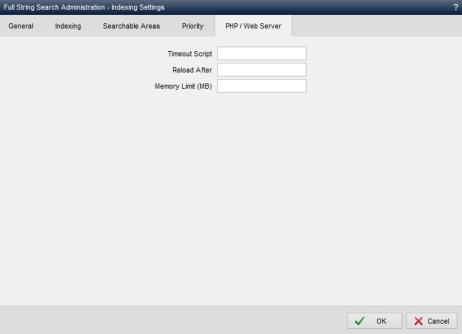 Full text search - Indexing settings (PHP / web server)