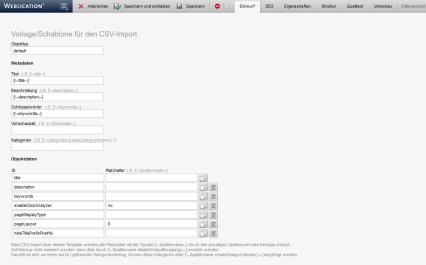 CSV-Import: Schablone bearbeiten