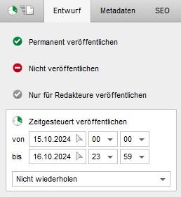 Datei-Status - Veröffentlichung mit Zeitsteuerung
