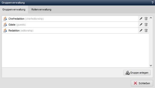 Gruppenverwaltung - Übersicht