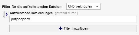 Listenoptionen - Filter für aufzulistende Dateiendungen