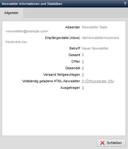 Newsletter Informationen und Statistiken