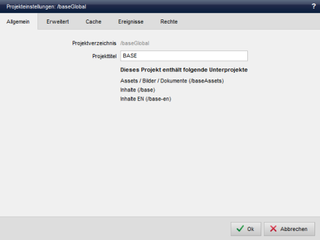Global project - Project settings (General)