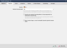 Inhaltsprojekt - Projekteinstellungen (Sprache)