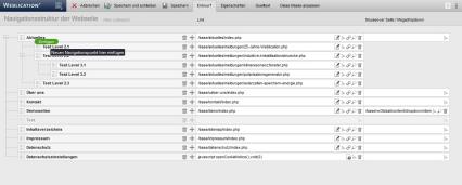 Einfügen eines Navigationspunktes als Unterpunkt