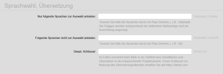 Projektkonfiguration: DeepL Schlüssel