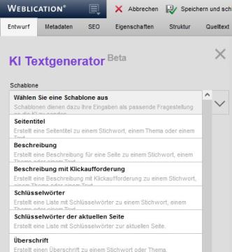 KI Textgenerator - Schablonen