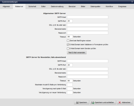 Systemeinstellung - Mailserver (alt)