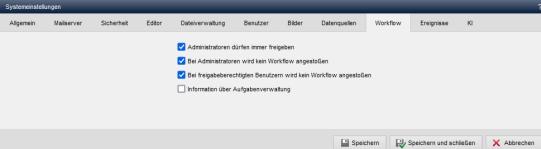 Systemeinstellung - Workflow