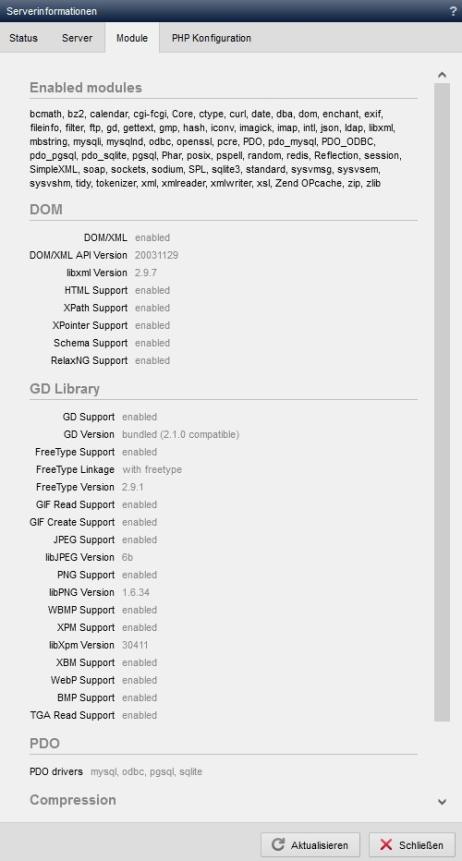 System - Serverinformationen (Module)