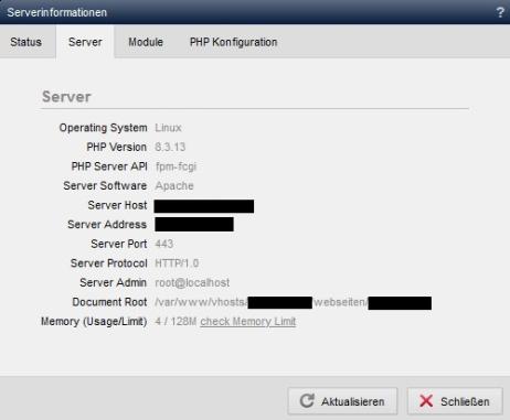System - Serverinformationen (Server)