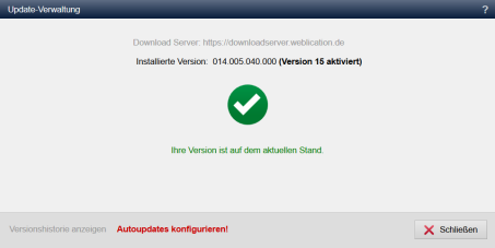 Update-Verwaltung (Version 15 aktiviert)