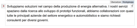Fliesstext-Feld mit DeepL Rückgängig-Button