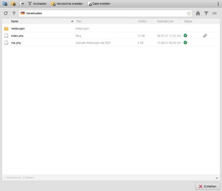 Verzeichnisansicht - Inhalt eines Verzeichnisses