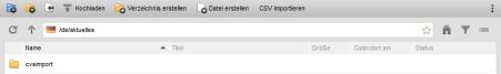 Verzeichnisfunktionen - Leiste mit CSV-Import