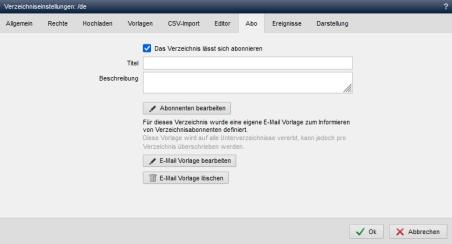 Verzeichniseinstellungen - Abo