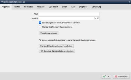 Verzeichniseinstellungen - Allgemein