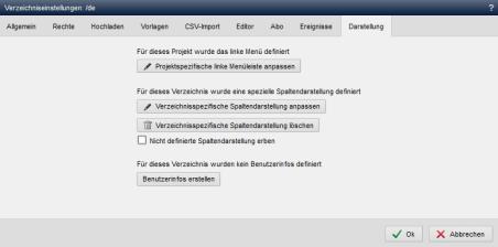 Verzeichniseinstellungen - Darstellung anpassen/löschen