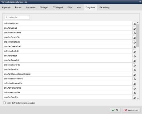 Verzeichniseinstellungen - Ereignisse