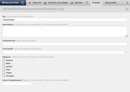 Verzeichniseinstellungen - Standard-Dateieinstellungen - Entwurf