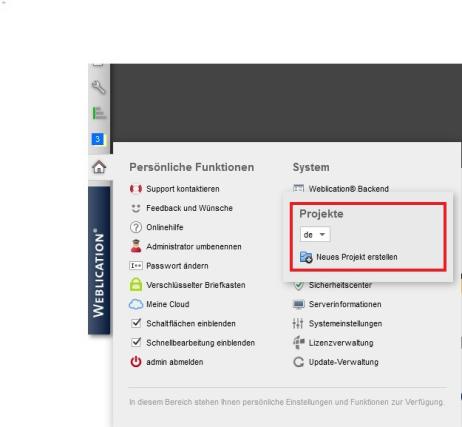 Weblication® Panel - System - Projekte