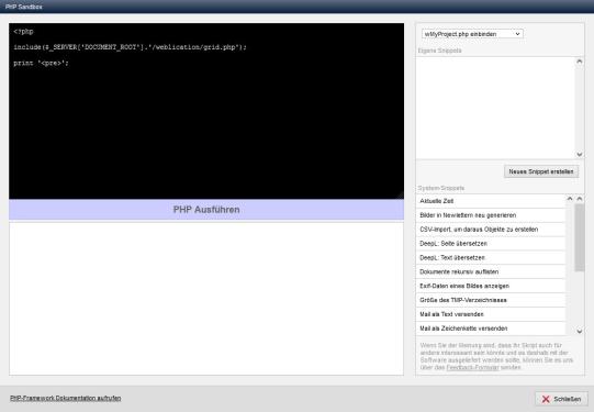 Weitere Werkzeuge - PHP Sandbox