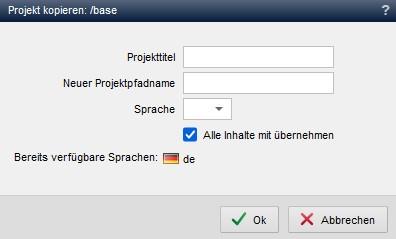 Werkzeuge - Projekt / Sprache kopieren