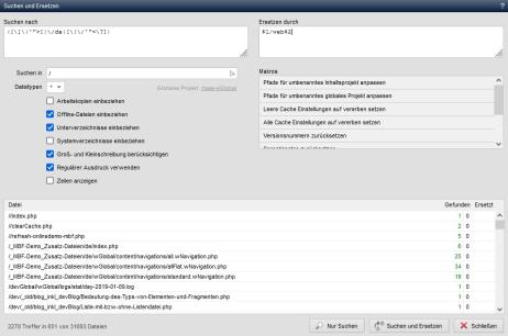 Werkzeuge - Suchen und Ersetzen