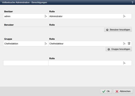 Volltextsuche - Berechtigungen