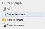 Content templates for directories and pages / objects