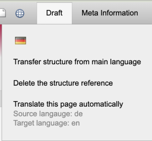 Page editing - Translate languages