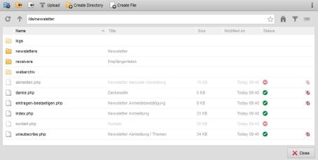 Newsletter management - call via directory structure
