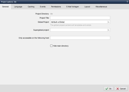 Content project - Project settings (General)