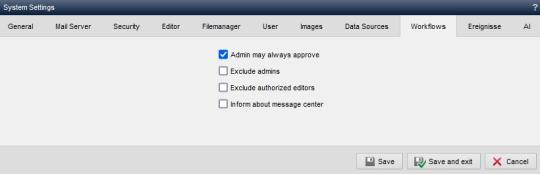 System settings - Workflow