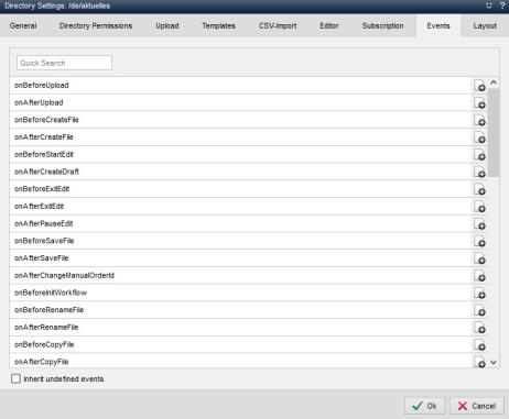 Directory settings - Events