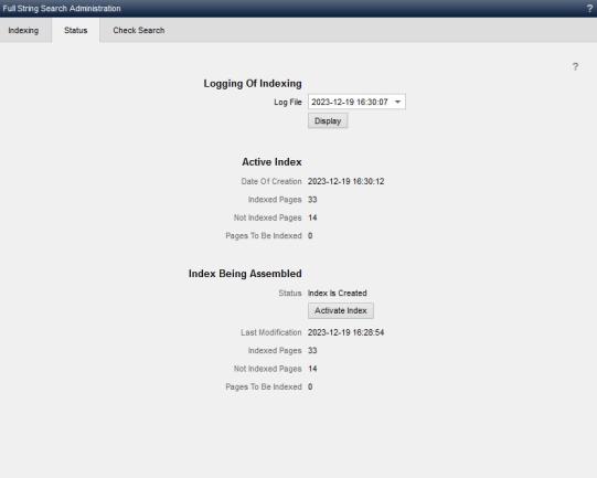 Full text search - indexing (status)